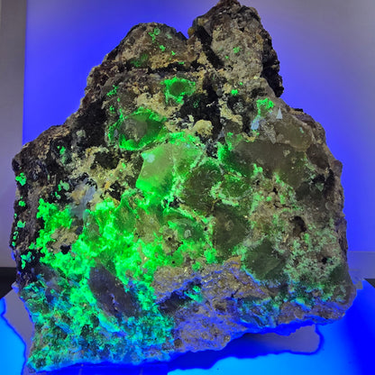 Fluorite XXL, Quartz fumé, Tourmaline Schorl, Hyalite, Muscovite Erongo, Namibie 231*200*100mm #12691