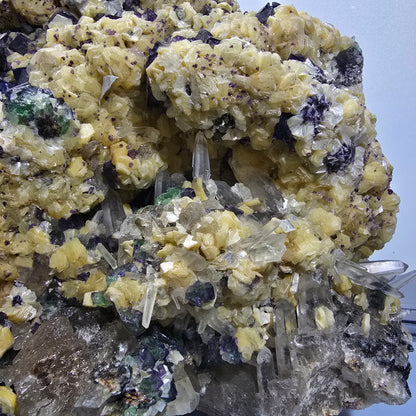 Fluorite XXL, Quartz fumé, Tourmaline Schorl, Hyalite, Muscovite Erongo, Namibie 231*200*100mm #12691