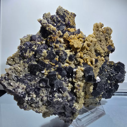Cube de fluorine fantôme XXL, couche de quartz, violet vert Okorusu, Namibie 203*158*61mm #12692
