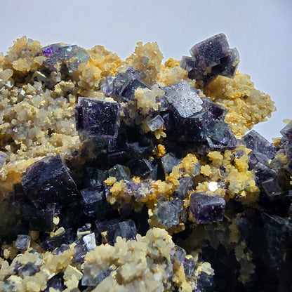 Cube de fluorine fantôme XXL, couche de quartz, violet vert Okorusu, Namibie 203*158*61mm #12692