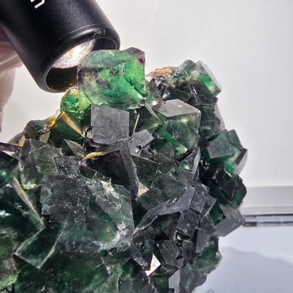 XXL Cube de fluorine fantôme, vert violet Okorusu, Namibie 139*114*46mm #12694