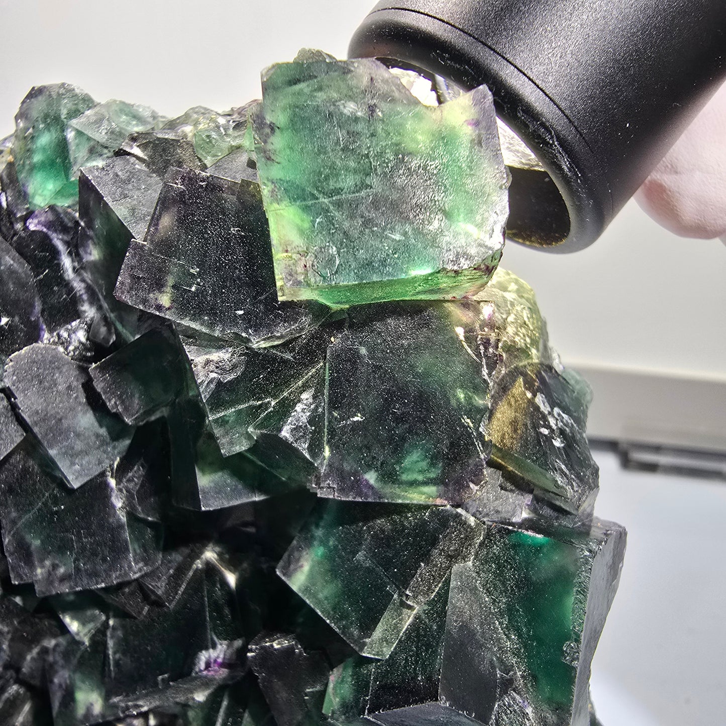 XXL Cube de fluorine fantôme, vert violet Okorusu, Namibie 139*114*46mm #12694