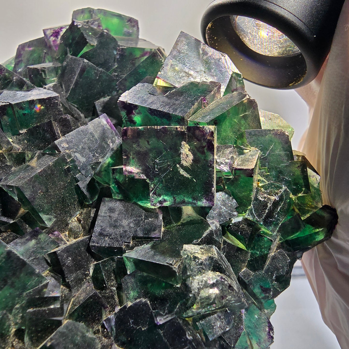 XXL Cube de fluorine fantôme, vert violet Okorusu, Namibie 139*114*46mm #12694