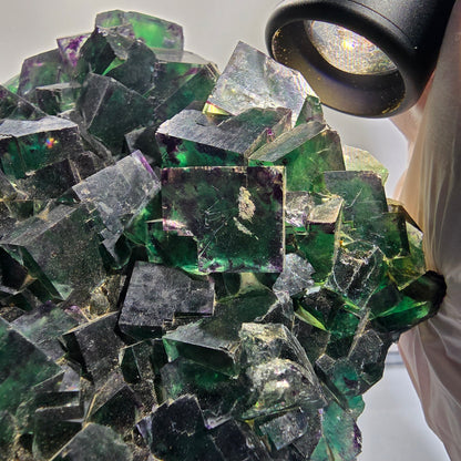 XXL Cube de fluorine fantôme, vert violet Okorusu, Namibie 139*114*46mm #12694