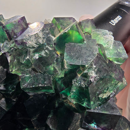 XXL Cube de fluorine fantôme, vert violet Okorusu, Namibie 139*114*46mm #12694
