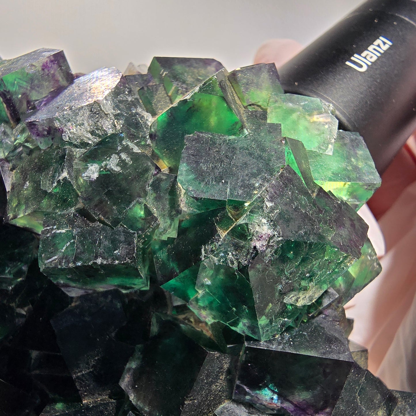 XXL Cube de fluorine fantôme, vert violet Okorusu, Namibie 139*114*46mm #12694
