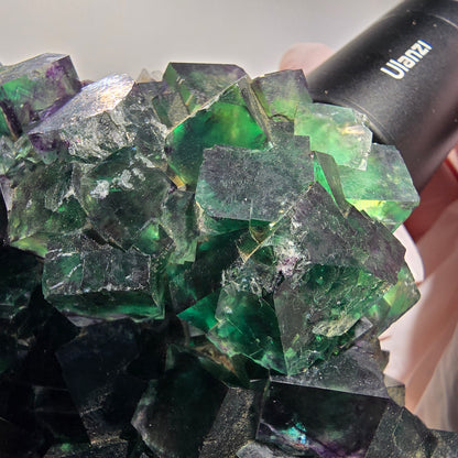 XXL Cube de fluorine fantôme, vert violet Okorusu, Namibie 139*114*46mm #12694