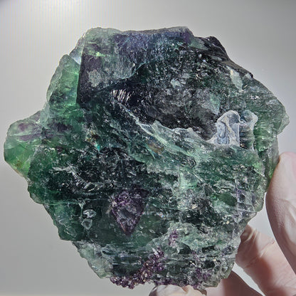 Grand spécimen de fluorite fantôme cubique, violet vert 11:11 Angel Pocket, Namibie 10*100*35mm #12695