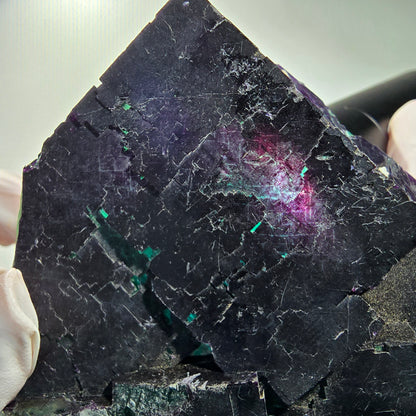 Grand spécimen de fluorite fantôme cubique, violet vert 11:11 Angel Pocket, Namibie 10*100*35mm #12695