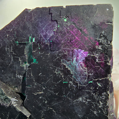 Grand spécimen de fluorite fantôme cubique, violet vert 11:11 Angel Pocket, Namibie 10*100*35mm #12695