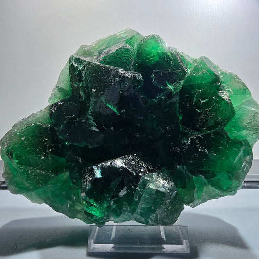 XXL Phantom Fluorit Würfel Stufe, parkettiert, grün Okorusu Namibia 170*139*42mm #12696