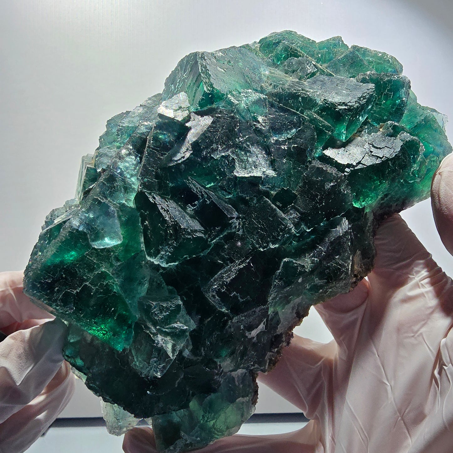 XXL Cube de Fluorine Phantom, parqueté, vert Okorusu Namibie 170*116*54mm #12697