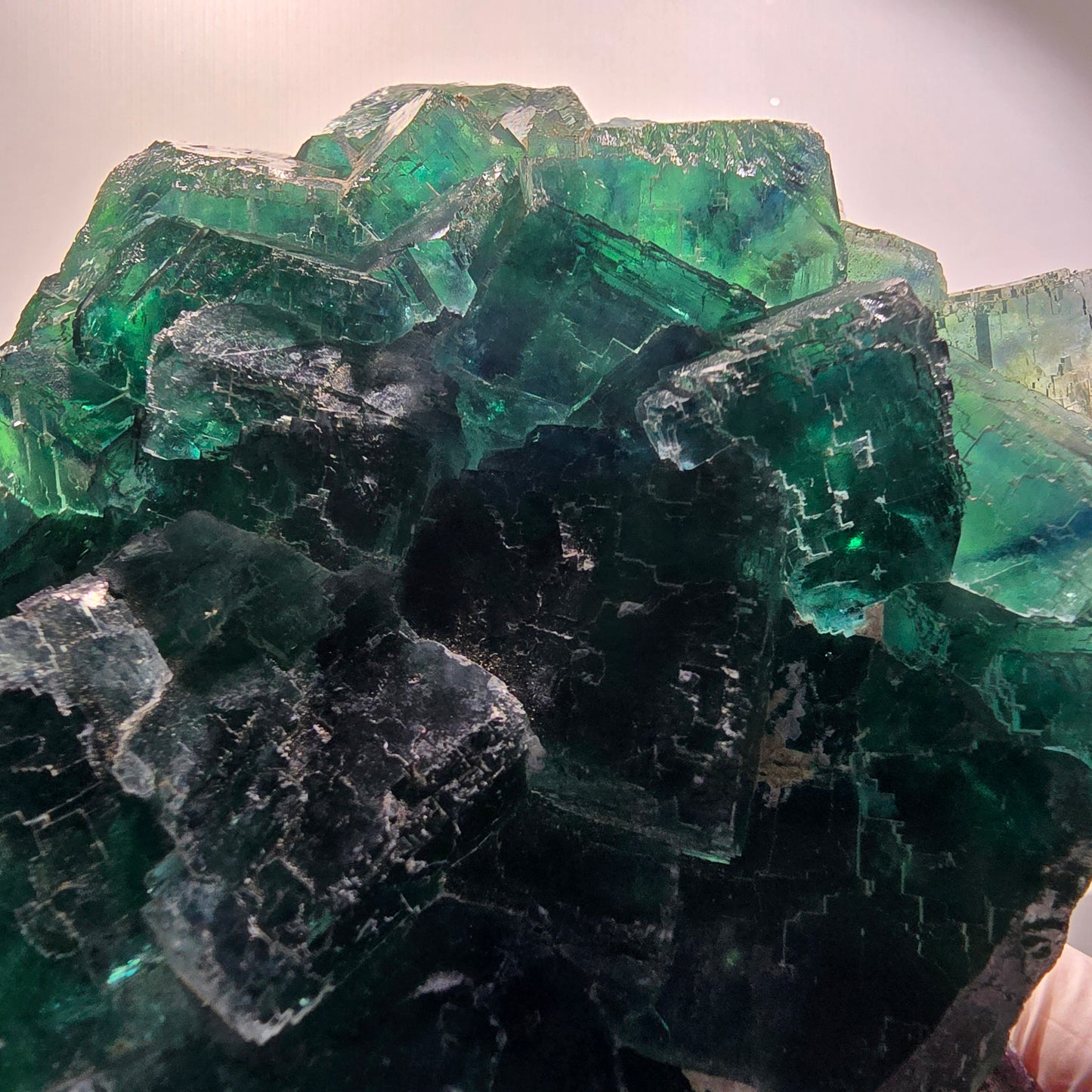 XXL Cube de Fluorine Phantom, parqueté, vert Okorusu Namibie 170*116*54mm #12697