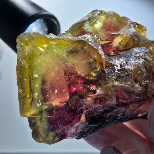 Seltene Phantom Fluorit Würfel Stufe, lila grün gelb Okorusu, Namibia 83*58*33mm #12698