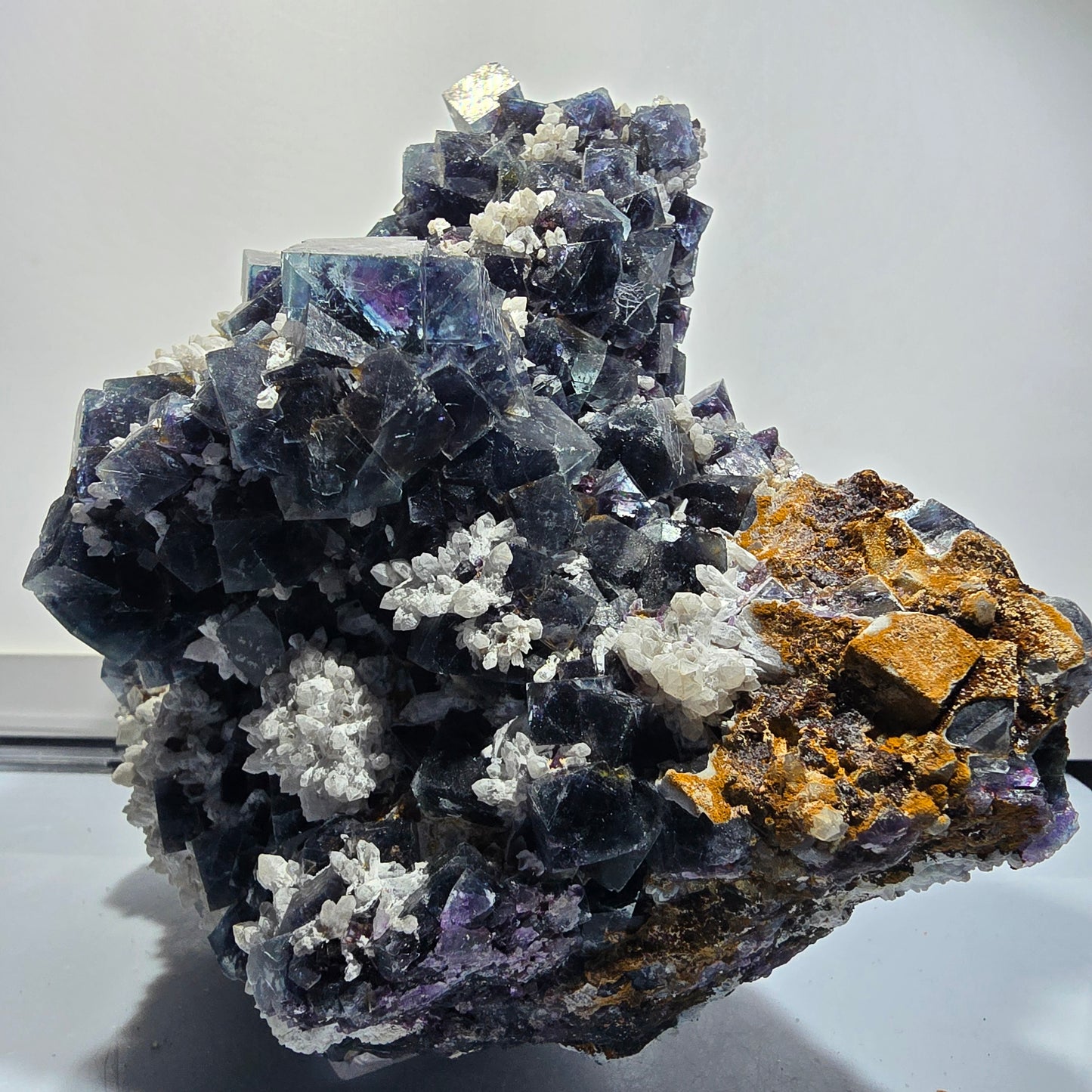 XXL Phantom Fluorite Cube, Quartz Stage, purple-green Okorusu, Namibia 192*160*107mm #12700