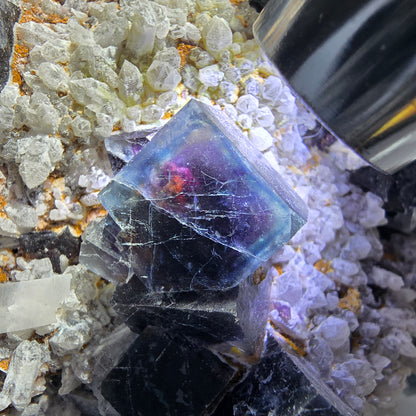 XXL Phantom Fluorite Cube, Quartz Stage, purple-green Okorusu, Namibia 192*160*107mm #12700