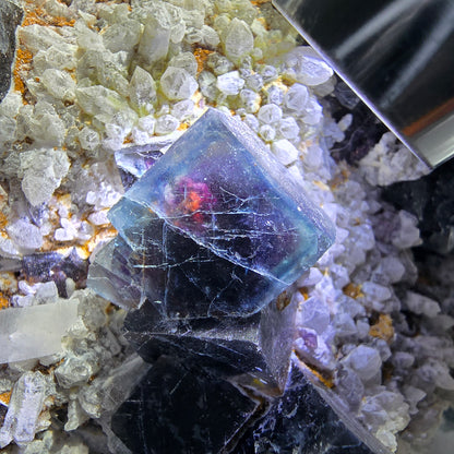 XXL Phantom Fluorite Cube, Quartz Stage, purple-green Okorusu, Namibia 192*160*107mm #12700