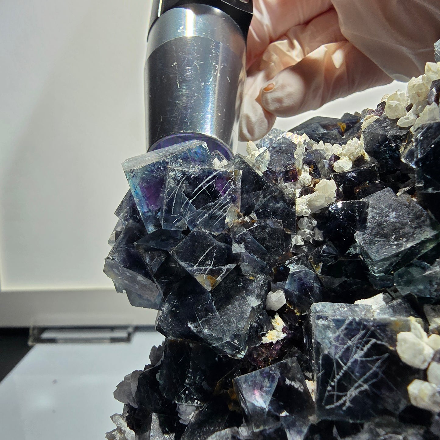XXL Phantom Fluorite Cube, Quartz Stage, purple-green Okorusu, Namibia 192*160*107mm #12700