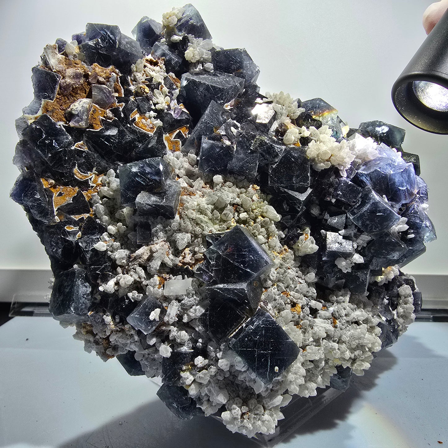 XXL Phantom Fluorite Cube, Quartz Stage, purple-green Okorusu, Namibia 192*160*107mm #12700