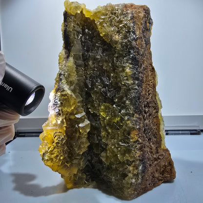 Stade de cube de fluorine fantôme XXL, poche à miel jaune Okorusu Namibie 185*22*97mm #12701