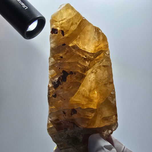 XL Natural Honey Calcite Crystal, yellow orange Erongo, Namibia 109*57*41mm #12702
