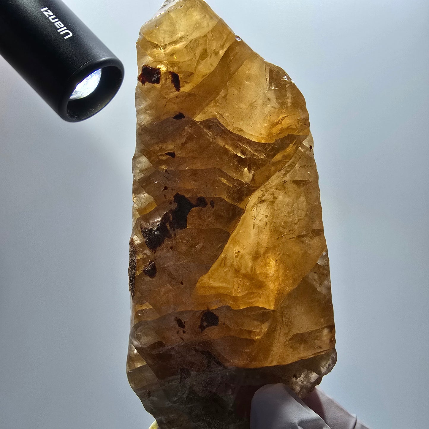 XL Natürlicher Honig Calcit Kristall, gelb orange Erongo, Namibia 109*57*41mm #12702