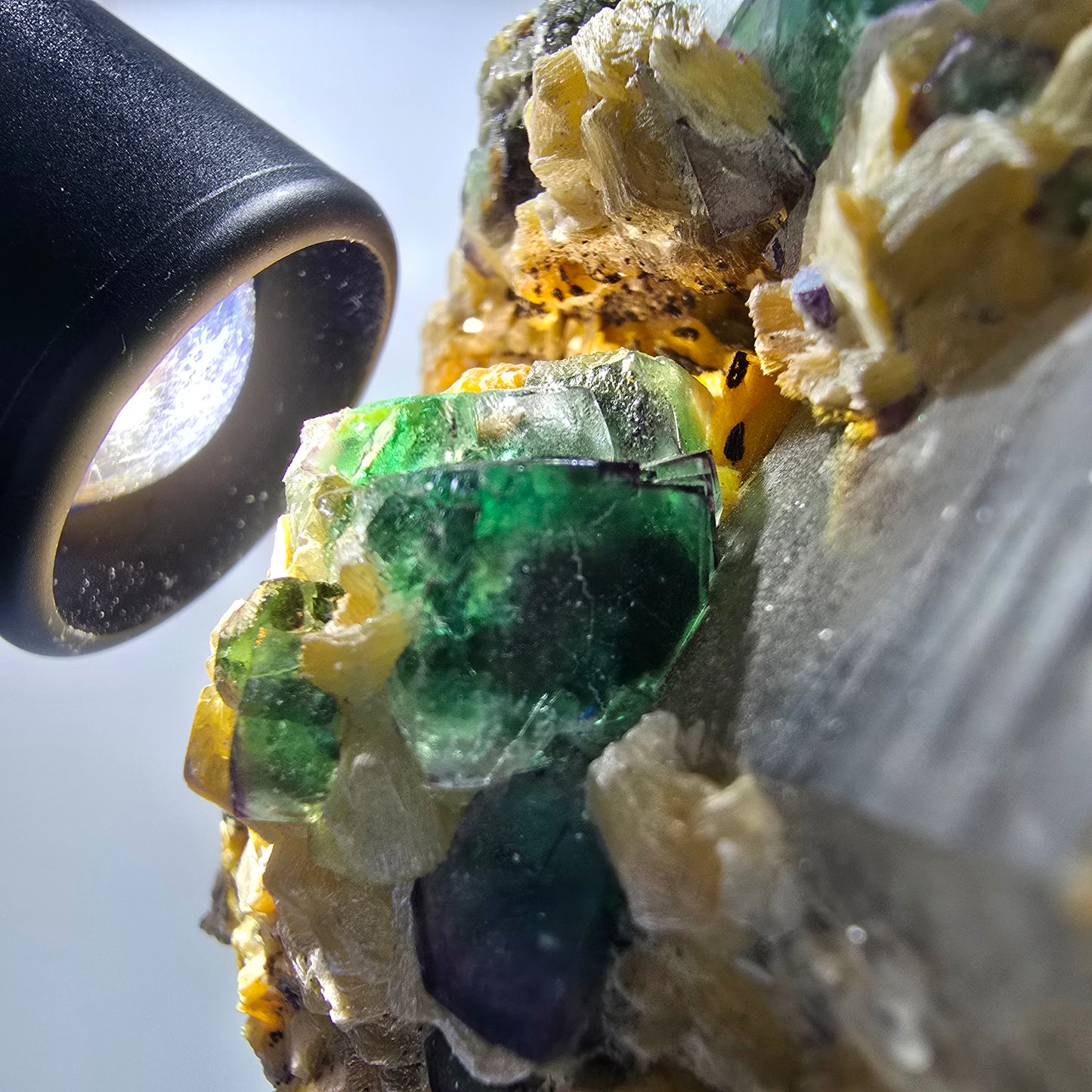 Fluorit, Rauchquarz, Schörl Turmalin, Hyalit, Muskovit Erongo, Namibia 86*92*50mm #12703