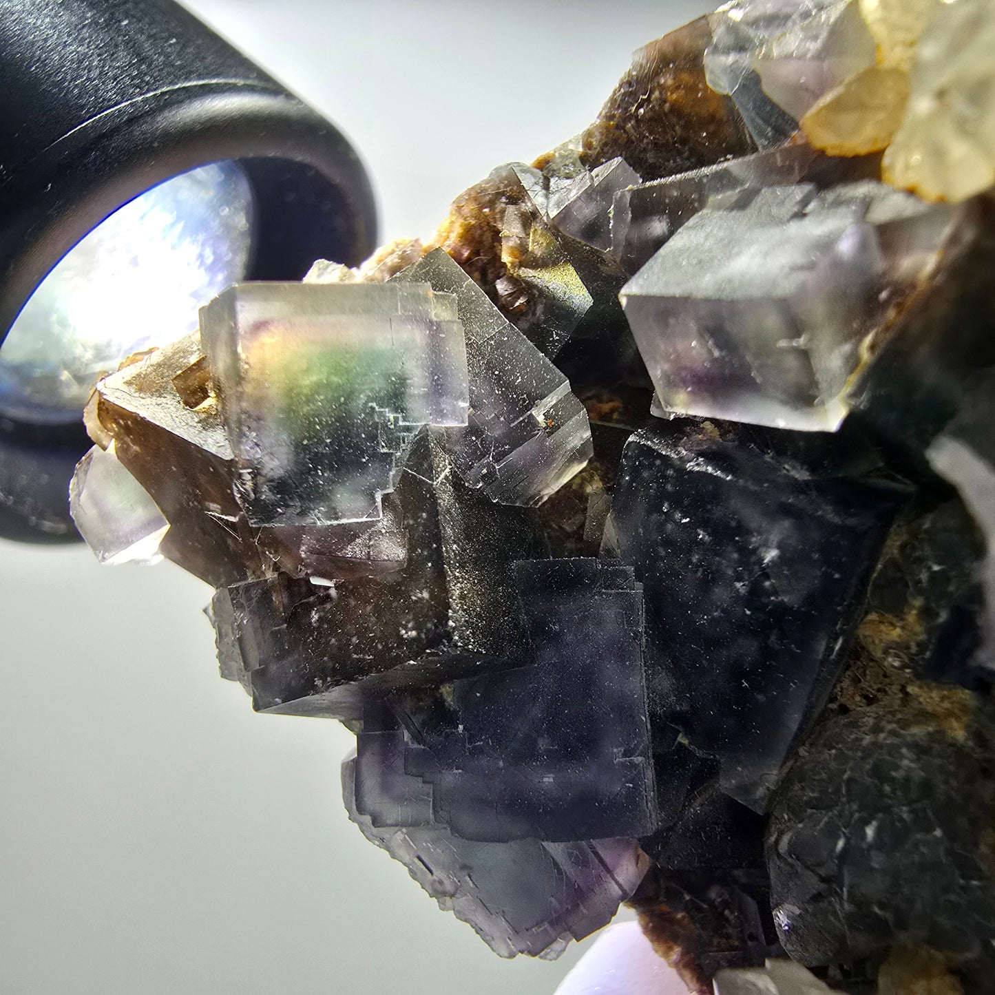 Seltene Phantom Fluorit Würfel, Quarz Stufe Okorusu, Namibia 71*49*47mm #12704
