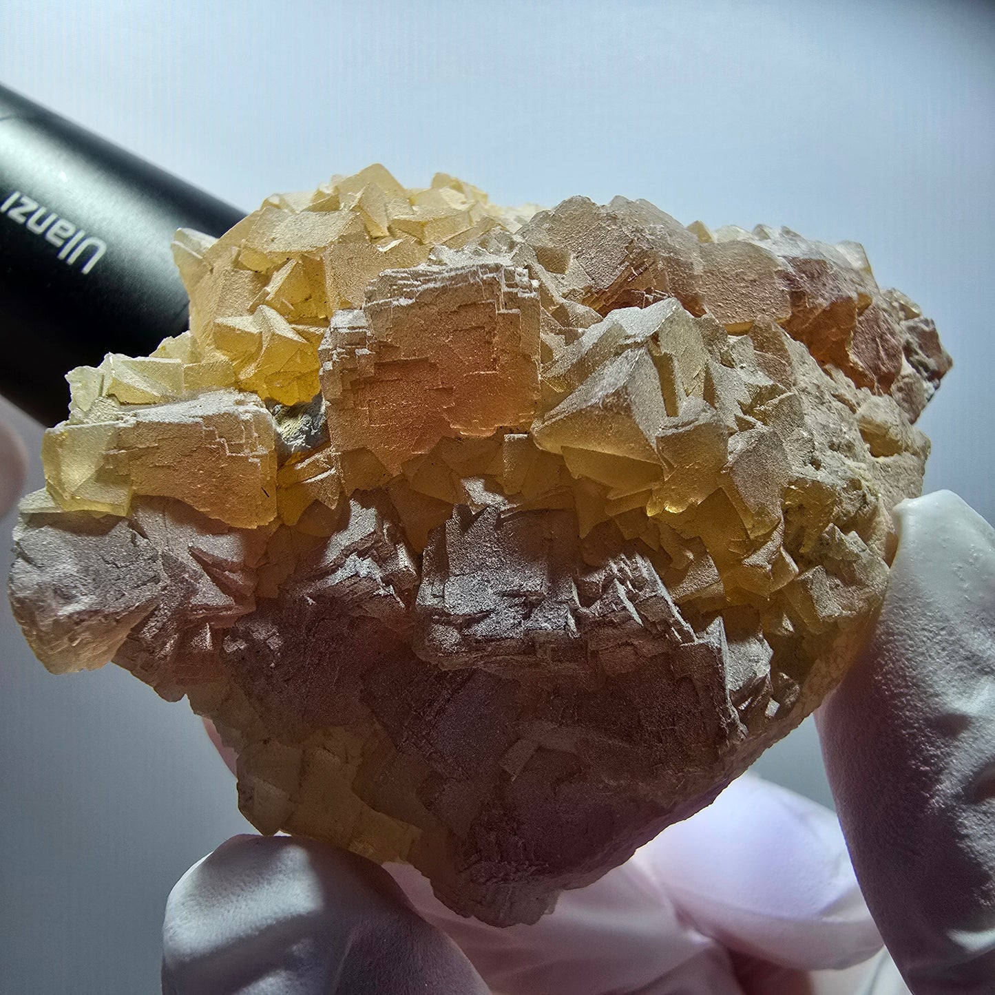 Seltene Phantom Fluorit, gestuft, Quarz Stufe Omehane, Namibia 86*57*38mm #12705
