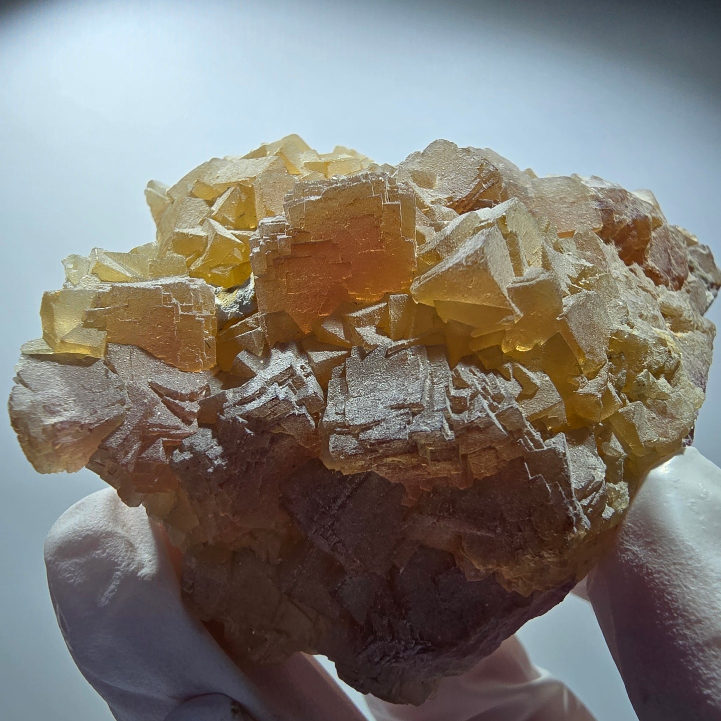 Seltene Phantom Fluorit, gestuft, Quarz Stufe Omehane, Namibia 86*57*38mm #12705