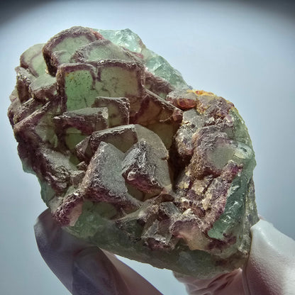 Seltene Phantom Fluorit, Quarz Stufe, grün lila Omehane, Namibia 85*57*24mm #12708