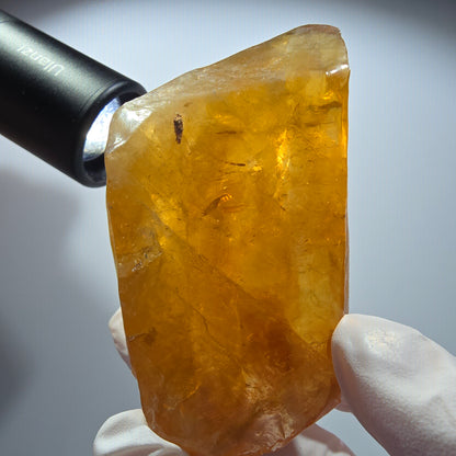 Natürlicher Honig Calcit Kristall, gelb orange Erongo, Namibia 77*82*50mm #12712