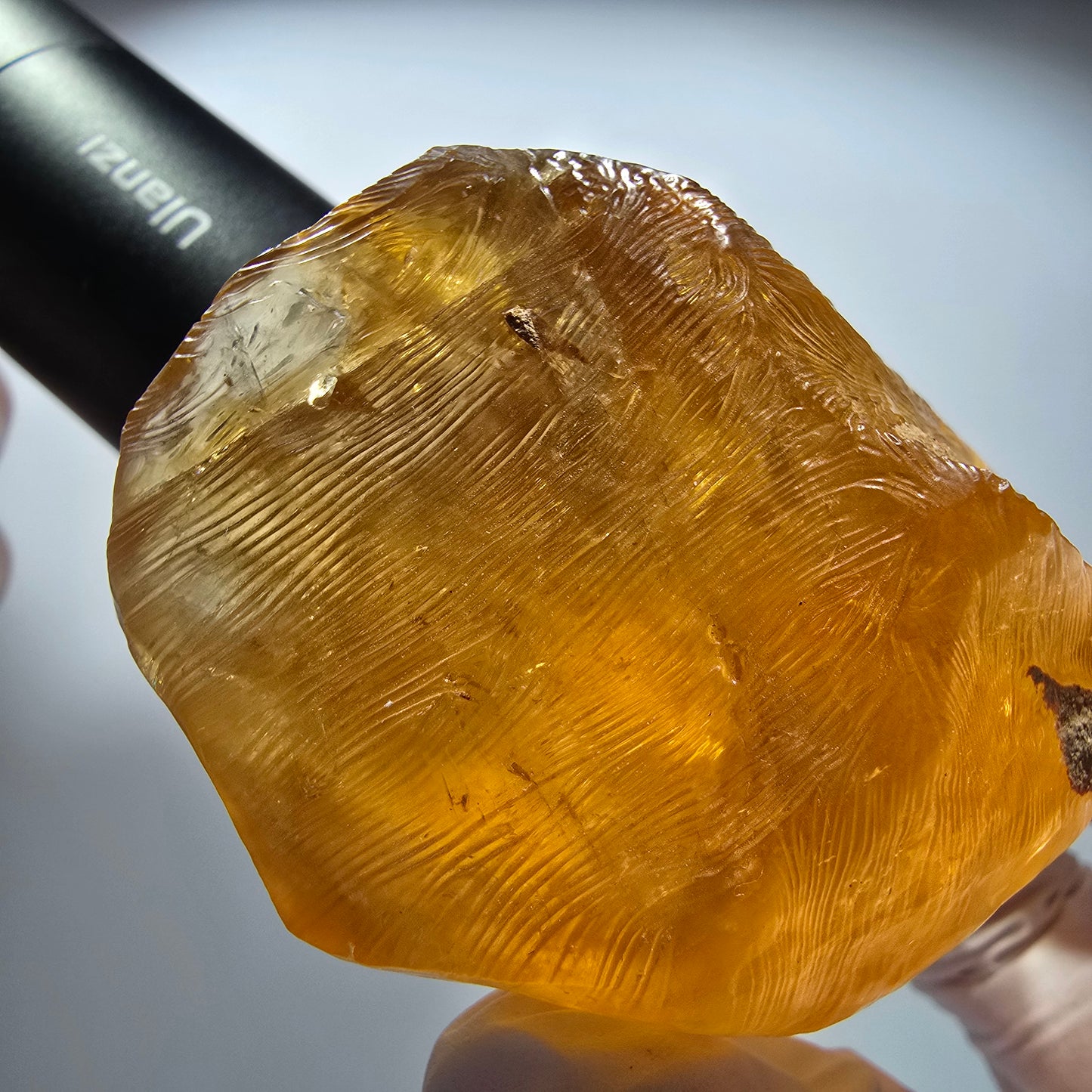 Natürlicher Honig Calcit Kristall, gelb orange Erongo, Namibia 77*82*50mm #12712