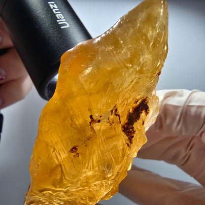 Natürlicher Honig Calcit Kristall, gelb orange Erongo, Namibia 106*59*43mm #12713