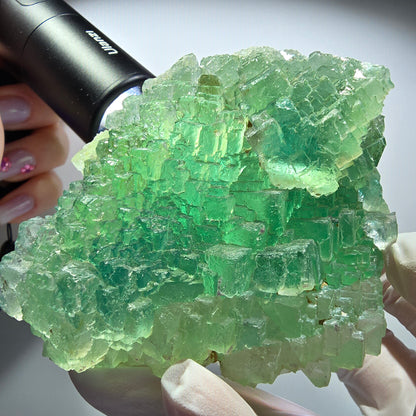 Seltene Phantom Fluorit Würfel Stufe, grün blau gestuft Omehane, Namibia 99*41*30mm #12714