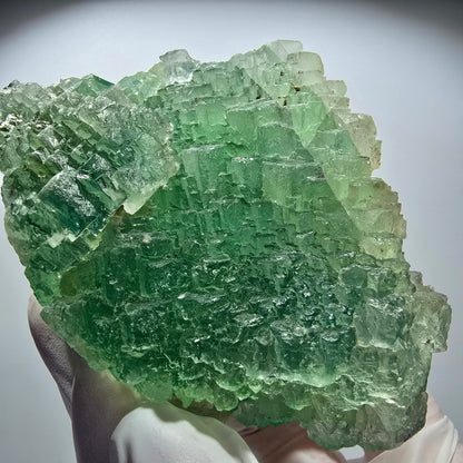 Seltene Phantom Fluorit Würfel Stufe, grün blau gestuft Omehane, Namibia 99*41*30mm #12714