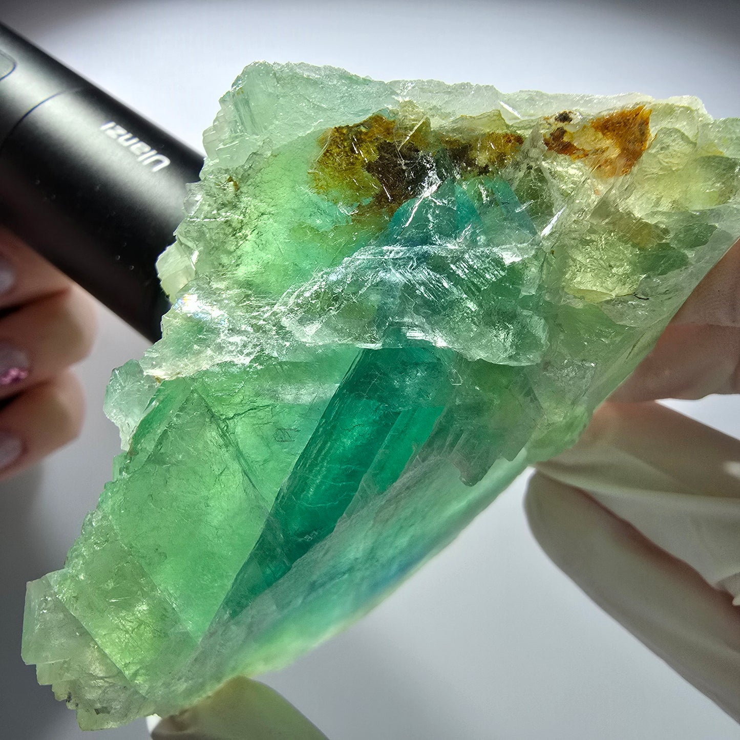 Seltene Phantom Fluorit Würfel Stufe, grün blau gestuft Omehane, Namibia 99*41*30mm #12714