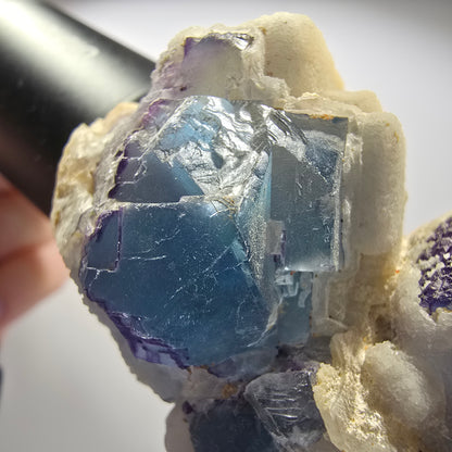Phantom Fluorit, gestuft, Quarz Stufe, blau lila Omehane, Namibia 71*55*36mm #12715