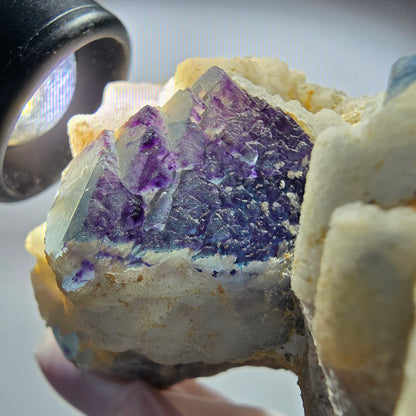 Phantom Fluorit, gestuft, Quarz Stufe, blau lila Omehane, Namibia 71*55*36mm #12715