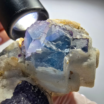 Phantom Fluorit, gestuft, Quarz Stufe, blau lila Omehane, Namibia 71*55*36mm #12715