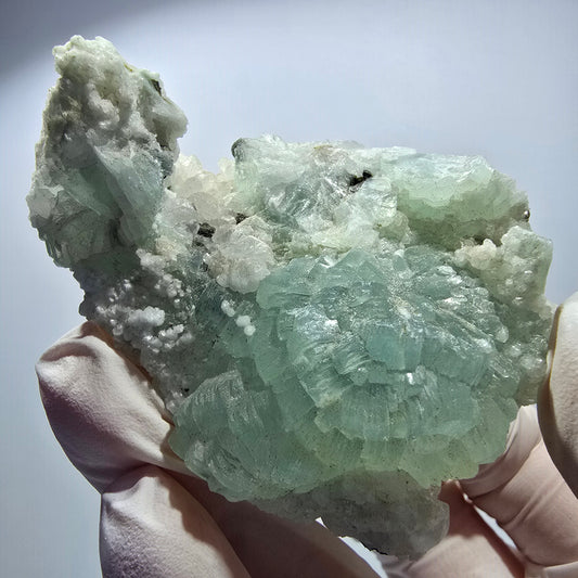 Prehnite Sphere, Quartz Points on Matrix Specimen Goboboseb, Namibia 68*48*33mm #12725