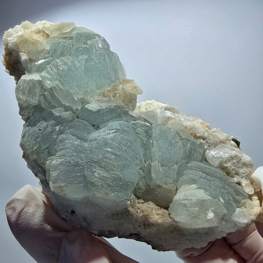 Prehnite sphere, Quartz tips on Matrix, Goboboseb, Namibia 100*47*29mm #12726