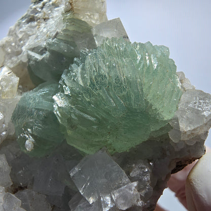 Prehnit Kugel, Calcit Würfel, Quarz auf Matrix Goboboseb, Namibia 66*46*43mm #12749