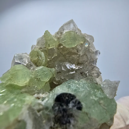 Prehnit Kugel, Calcit Würfel, Quarz auf Matrix Goboboseb, Namibia 51*35*20mm #12750