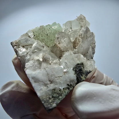 Prehnit Kugel, Calcit Würfel, Quarz auf Matrix Goboboseb, Namibia 44*28*28mm #12753