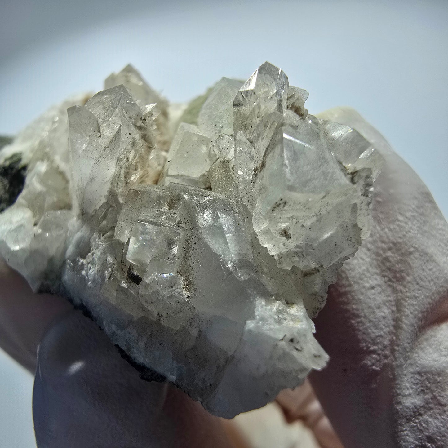 Prehnit Kugel, Calcit Würfel, Quarz auf Matrix Goboboseb, Namibia 44*28*28mm #12753