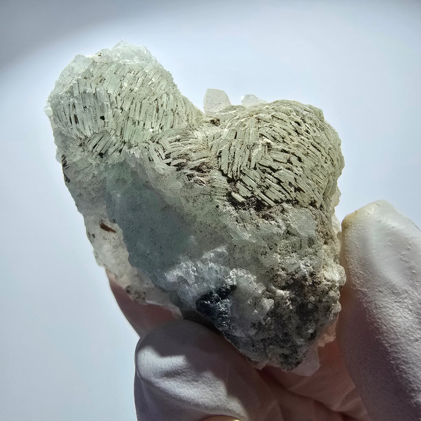 Prehnit Kugel, Calcit Würfel, Quarz auf Matrix Goboboseb, Namibia 48*37*20mm #12754