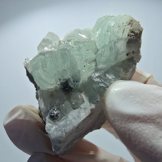 Prehnit Kugel, Calcit Würfel, Quarz auf Matrix Goboboseb, Namibia 41*31*26mm #12755