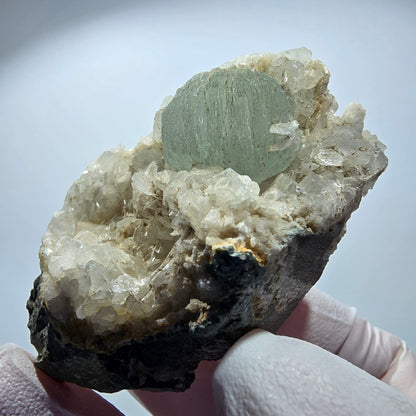 Prehnit Kugel, Calcit Würfel, Quarz auf Matrix Goboboseb, Namibia 59*38*26mm #12756