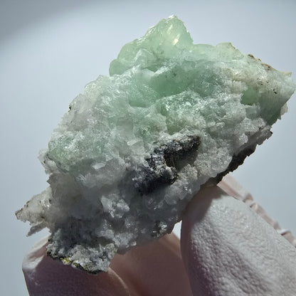 Prehnit Kugel, Calcit Würfel, Quarz auf Matrix Goboboseb, Namibia 59*36*30mm #12760